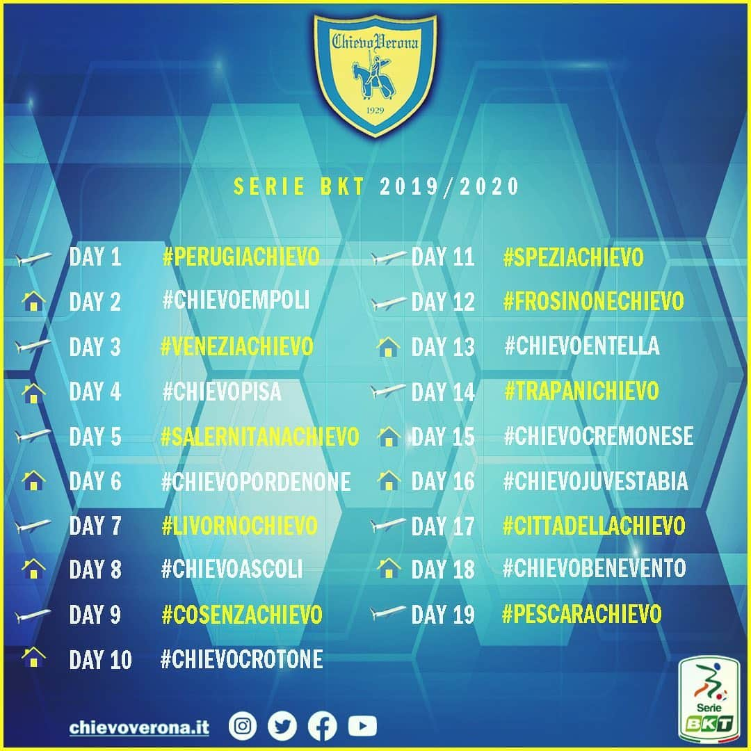 ACキエーヴォ・ヴェローナさんのインスタグラム写真 - (ACキエーヴォ・ヴェローナInstagram)「‼️🗓 Ecco il girone di andata dell’ @acchievoverona nella @legab 2019/2020 💛💙 #SerieBkt #gialloblù #calcio #chievo #chievoverona #calendario #forzachievo」8月7日 4時56分 - acchievoverona