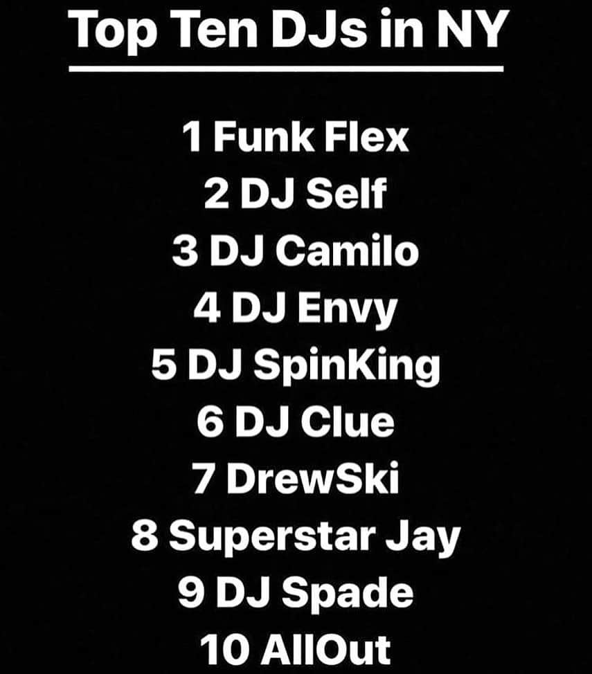 ファンクマスター・フレックスのインスタグラム：「Hahahah? Who put this together? No disrespect but we talking RATINGS? We talking who got the CLUBS? We talking HOW MUCH EVERYONE GETS PAID? WHAT IS THIS LIST BASED ON? Asking for a few friends? Questioned by @djbobbytrends x @imdjpereira x @djlobo x @alexsensation THOUGHTS EVERYONE?????? UPDATED: This list got niggas in they feelings!!! Hahahah!!! (Cold world)」