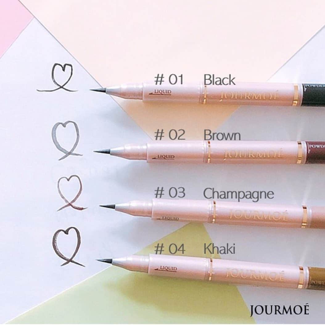 のインスタグラム：「なりたいイメージに合わせてアイメイクカラーで遊ぶ💠 ・ ・ ✔︎01 Black . ✔︎02 Brown ✔︎03 Champagne ✔︎04 Khaki ・ ・ どの色がお気に入りですか🐰💓 ・ ・ ちなみに私は04カーキがお気に入りです🙊💚 ・ #jourmoe#ジュールモエ#いつどこアイメイク#アイメイク#アイライナー#アイシャドウ#アイペンシル#時短メイク#cosme#make#メイク#コスメ」