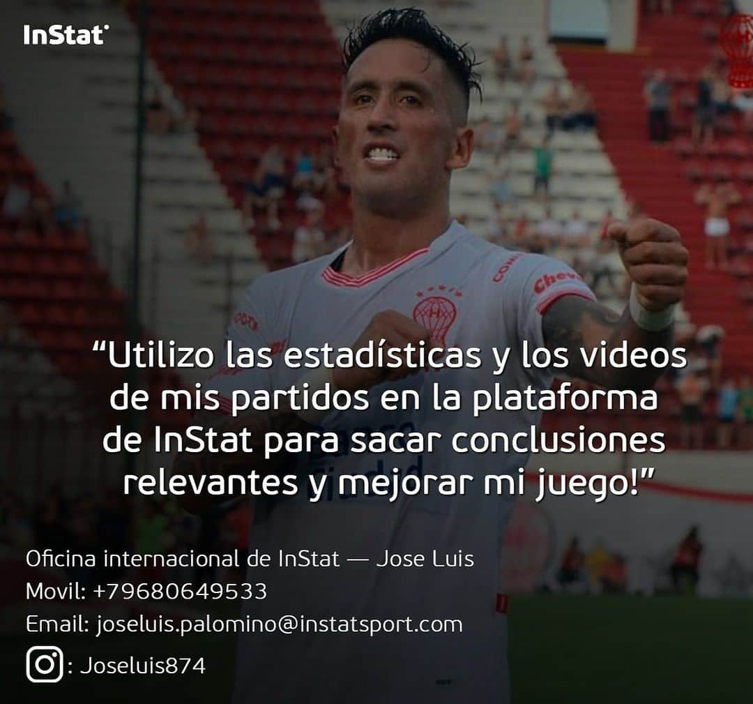 ルーカス・バリオスのインスタグラム：「Utilizo las estadísticas y los videos de mis partidos en la plataforma de InStat para sacar conclusiones relevantes y mejorar mi juego!!! 💪💪💪⚽️⚽️⚽️」