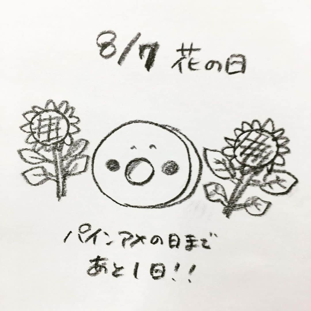 パインさんのインスタグラム写真 - (パインInstagram)「明日はパインアメの日です  #花の日 #ひまわり #パインアメ #パインアメ絵 #イラスト #向日葵 #記念日」8月7日 22時47分 - pineame_pr