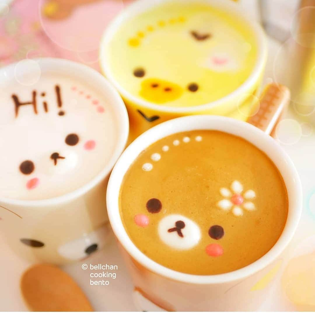 Rilakkuma US（リラックマ）さんのインスタグラム写真 - (Rilakkuma US（リラックマ）Instagram)「@bellchan_cooking_bento created 3 cups of absolute cute with these adorable Rilakkuma designs! Which coffee would you choose? . . . #rilakkumaus #Rilakkuma #sanx #kawaii #charaben  #cutefood #latteart #リラックマ #サンエックス」8月8日 4時43分 - rilakkumaus