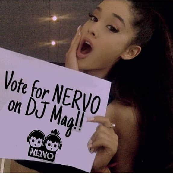 NERVOさんのインスタグラム写真 - (NERVOInstagram)「a message from our sister @arianagrande to #voteNERVO 🎯🎯 Haters will say it's photoshop 🥳🥳🚀🚀🚀👯‍♂👯‍♂(link in bio)」8月7日 23時50分 - nervomusic