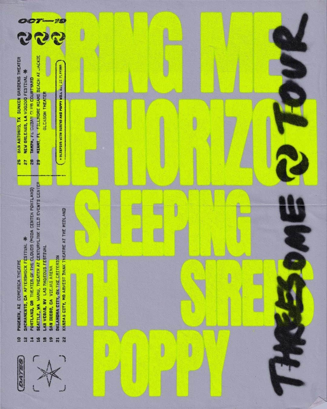 ガブ・バーハムさんのインスタグラム写真 - (ガブ・バーハムInstagram)「@BringMeTheHorizon @imPoppy  Tickets available Friday at 10AM local SirensMusic.co  Oct 10 - Phoenix, AZ Oct 14 - Portland, OR Oct 16 - Seattle, WA Oct 19 - San Diego, CA Oct 21 - Oklahoma City, OK Oct 22 - Kansas City, MO Oct 25 - San Antonio, TX Oct 28 - Tampa, FL Oct 29 - Miami, FL」8月8日 1時00分 - gabebarham