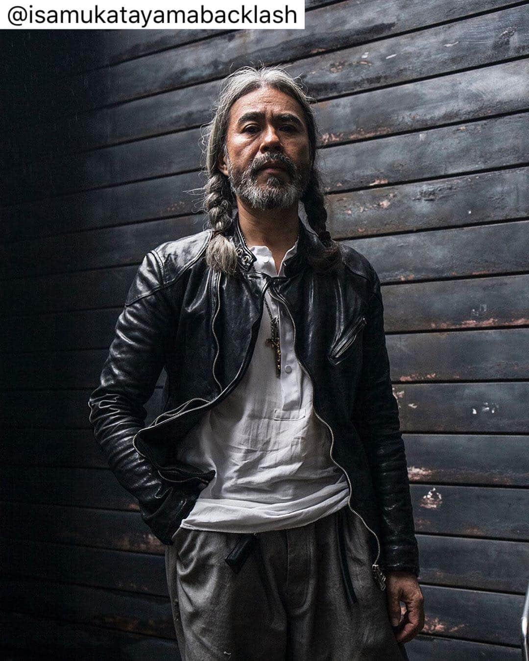 のインスタグラム：「. French shoulder leather "black" garment-dyed type3 Released this weekend . #isamukatayamabacklash #isamukatayama #backlash #leather #japan #leatherjacket #aw19」