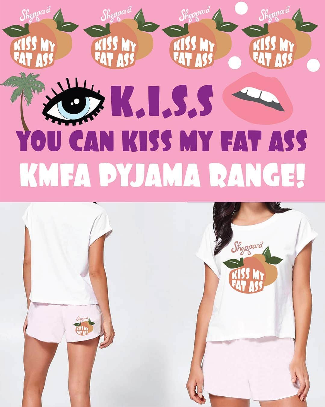 シェパードのインスタグラム：「We're lovin' how comfortable the new pyjama's are! They're super cute and available in many many sizes! Pre-Order your pair off our website and keep telling the haters to "Kiss My Fat Ass" ❤  This is a limited run, so pre-order now or you'll likely miss out!!」