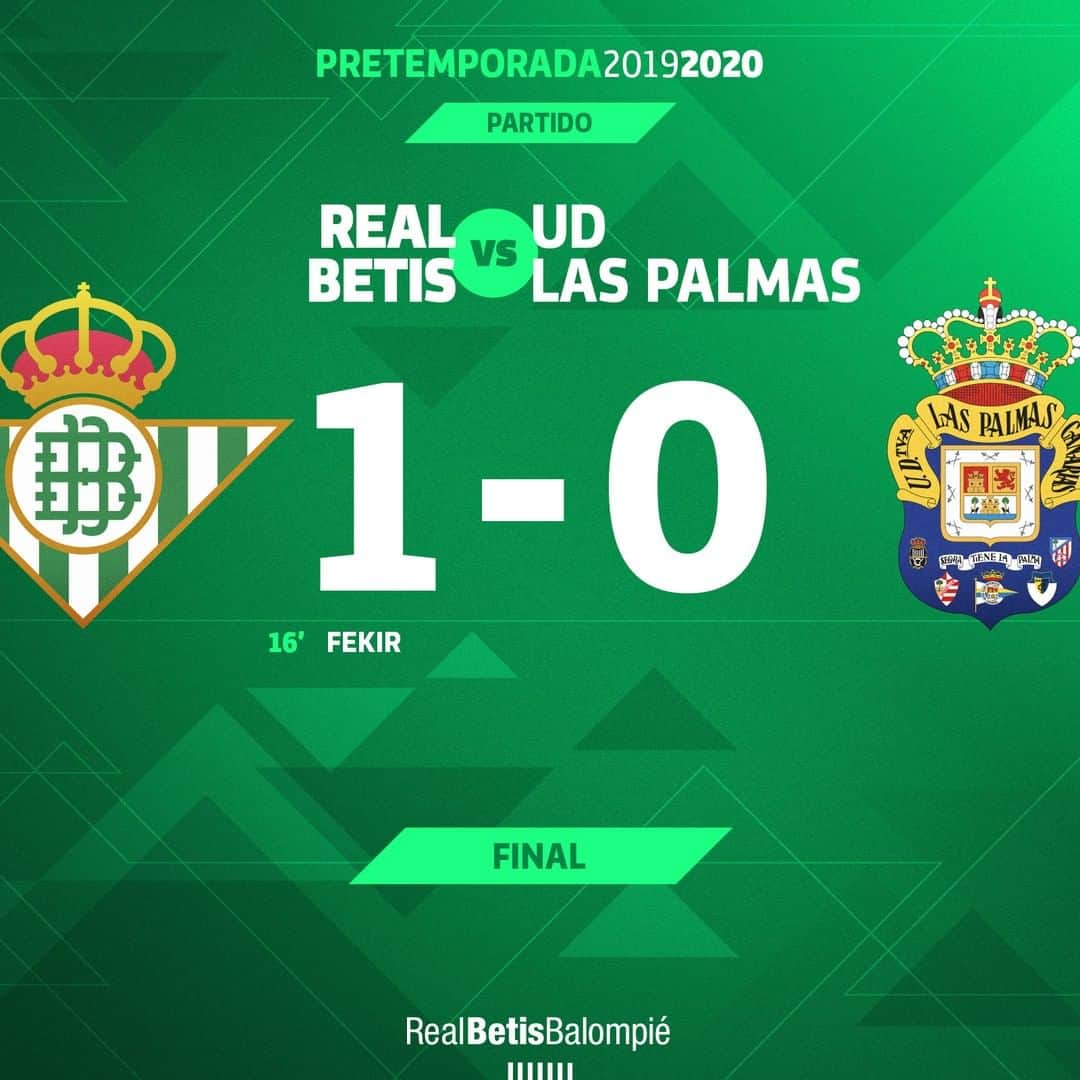 レアル・ベティスさんのインスタグラム写真 - (レアル・ベティスInstagram)「91' ⏱⚽️ ¡FINAL! 👏👏👏 ¡Final del partido con victoria verdiblanca en el Villamarín! -- 91' ⏱⚽️ Full time! 👏👏👏 The Green and Whites win at Villamarín! 💚⚪ #RealBetisLasPalmas 1-0 🔶🔵 #LaLeyendaDel24」8月8日 6時27分 - realbetisbalompie