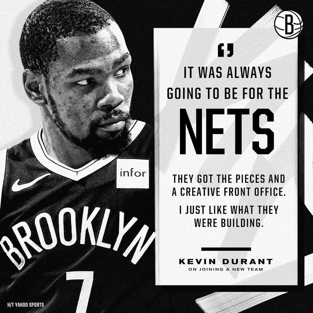 Brooklyn Netsさんのインスタグラム写真 - (Brooklyn NetsInstagram)「Let’s build it together, Kevin 👊」8月8日 8時01分 - brooklynnets
