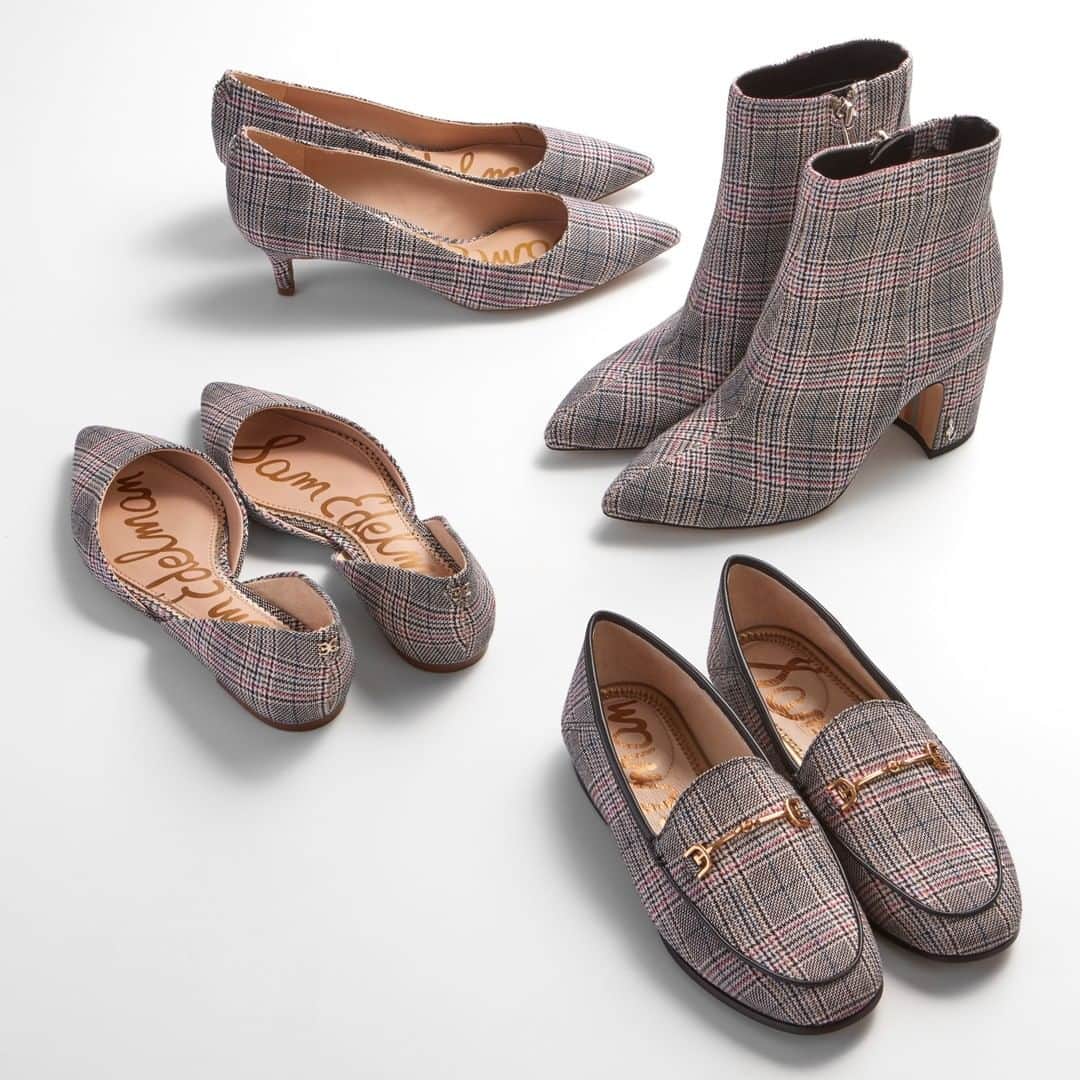 サムエデルマンのインスタグラム：「Mad for plaid! Our Hilty, Dori, Loraine, and Rodney d'Orsay flat」