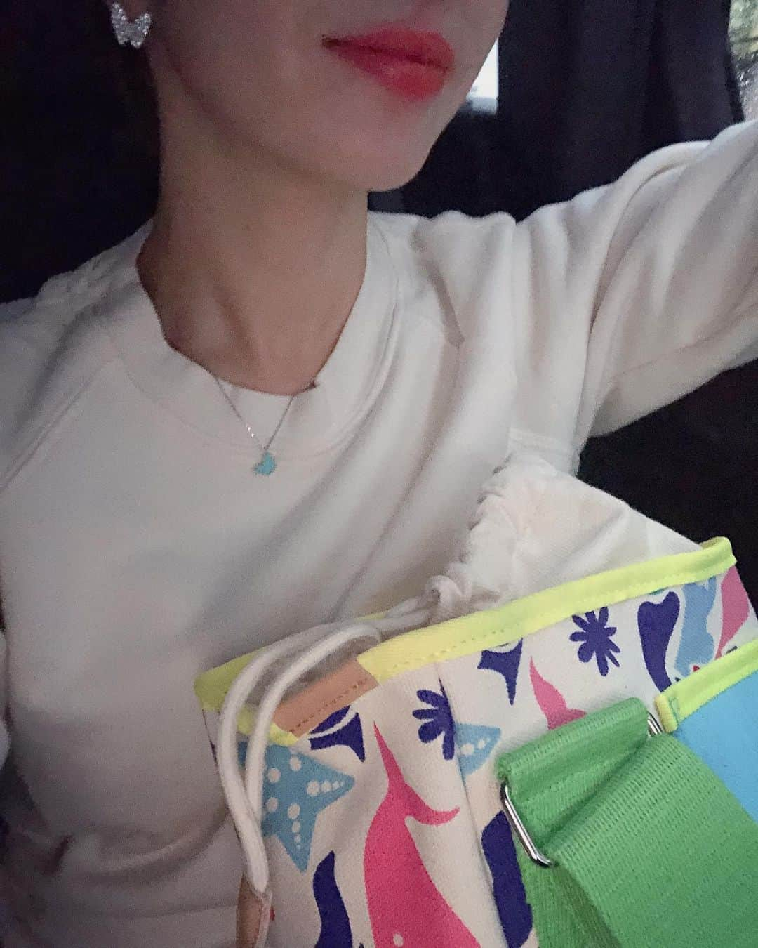 翁安芸さんのインスタグラム写真 - (翁安芸Instagram)「Heading to dinner with my new favorite bag🐬🐋🐠💚 #Aspen #newbag #edit #akiweng」8月8日 10時46分 - akinyc