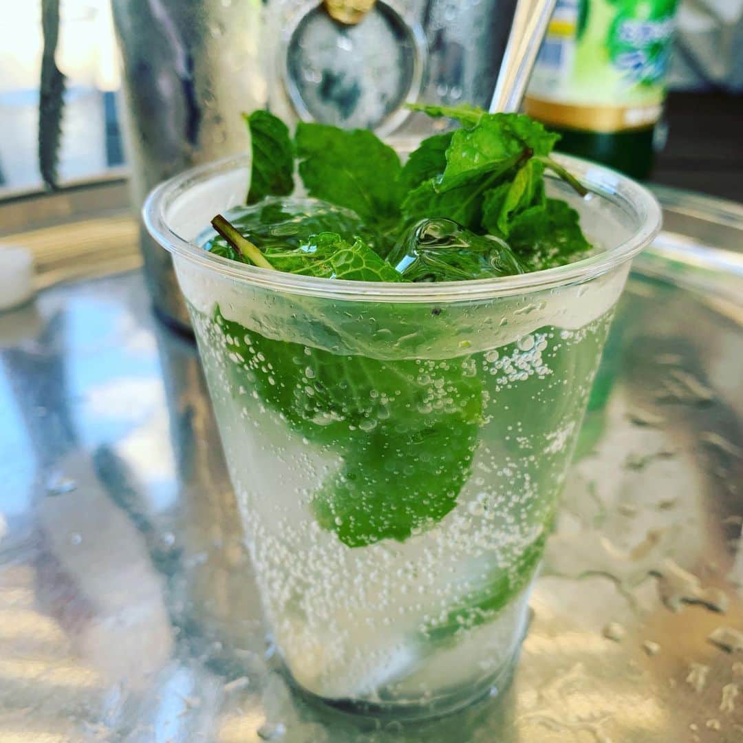 のインスタグラム：「灼熱の中で、畑にきて野菜収穫。 暑い😵  ちょっとブレイクに ミントを積んで、ノンアルモヒート。美味しい❤️❤️ #ミント #ノンアルコールモヒート」