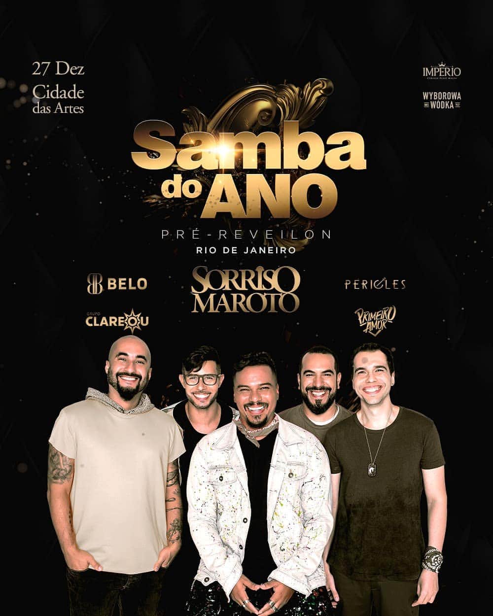 Sorriso Marotoのインスタグラム：「Alô, Rio! Dia 27/Dez tem o #SambaDoAno na Cidade das Artes e nós somos presença confirmada nessa super festa! Os ingressos já estão à venda. Corre pra garantir o seu!」