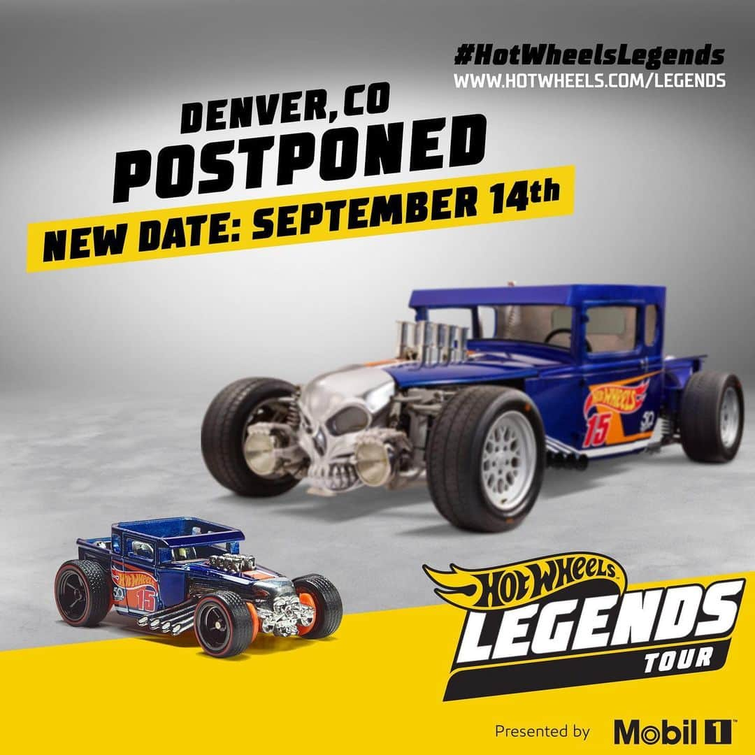 Hot Wheelsさんのインスタグラム写真 - (Hot WheelsInstagram)「The Hot Wheels Legends Tour stop in Denver, CO has been postponed for this weekend and will be rescheduled for September 14th. If you have already registered your vehicle, all participants will be automatically registered for the new date. Stay tuned for more updates on our website and social channels. We are so sorry for this inconvenience and we look forward to seeing you there!  #HotWheelsLegends」8月8日 23時02分 - hotwheelsofficial