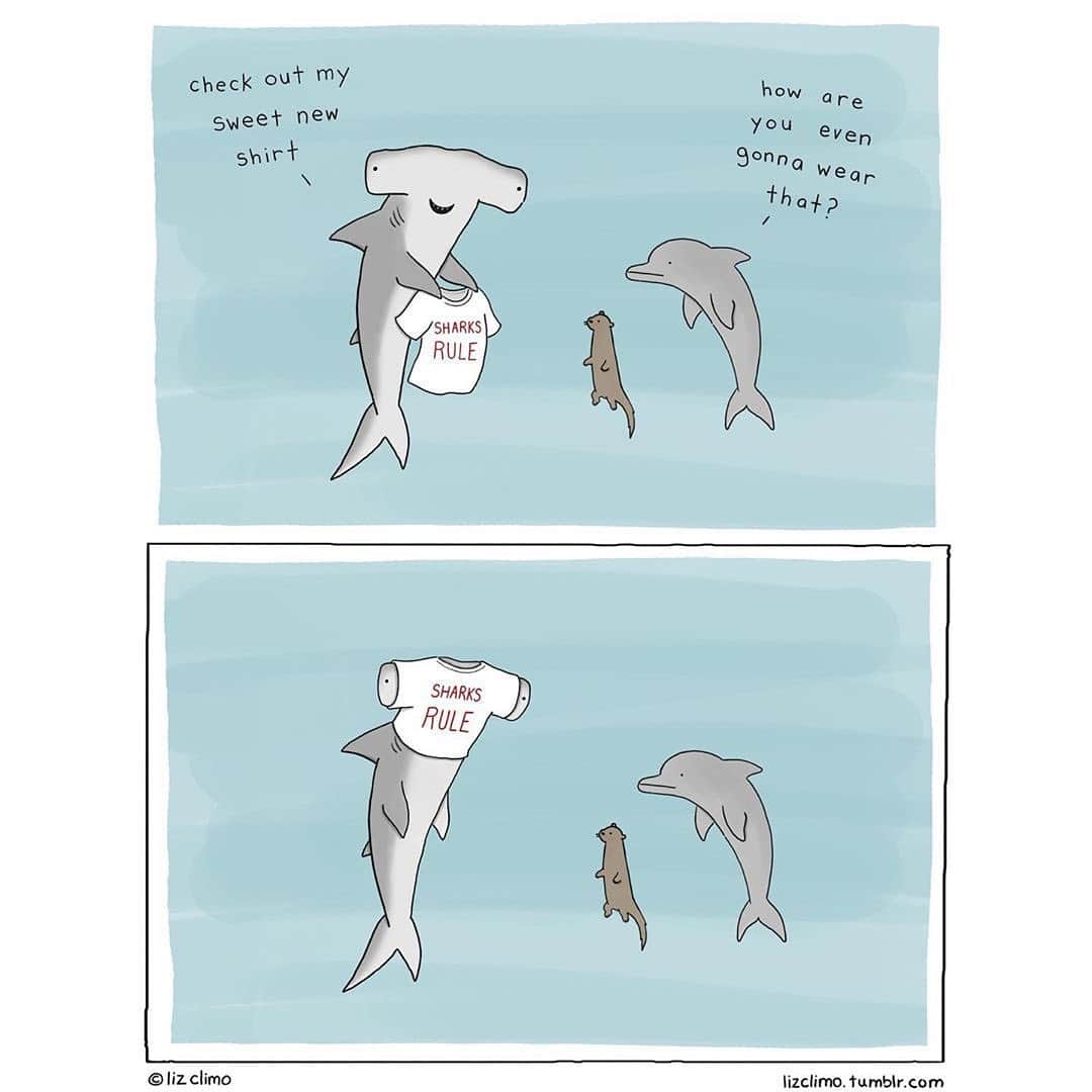 9GAGさんのインスタグラム写真 - (9GAGInstagram)「Some harmless sharks to cheer you up:) | Follow @doodles - By @lizclimo - #doodles #9gag #comics #illustrations」8月8日 14時10分 - 9gag