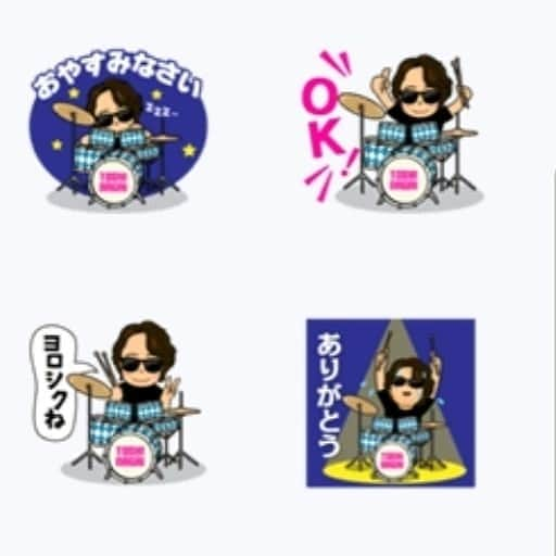 永井利光のインスタグラム：「プロデビュー35周年を記念して、Toshi NagaiのLINEスタンプが登場！！ ドラムが大好き過ぎるToshi Nagaiのドラムスタンプでトークを盛り上げよう！！ 「生まれ変わったらドラムになれば良いのに」で検索！  LINEスタンプ Toshi Nagaiで検索！！」