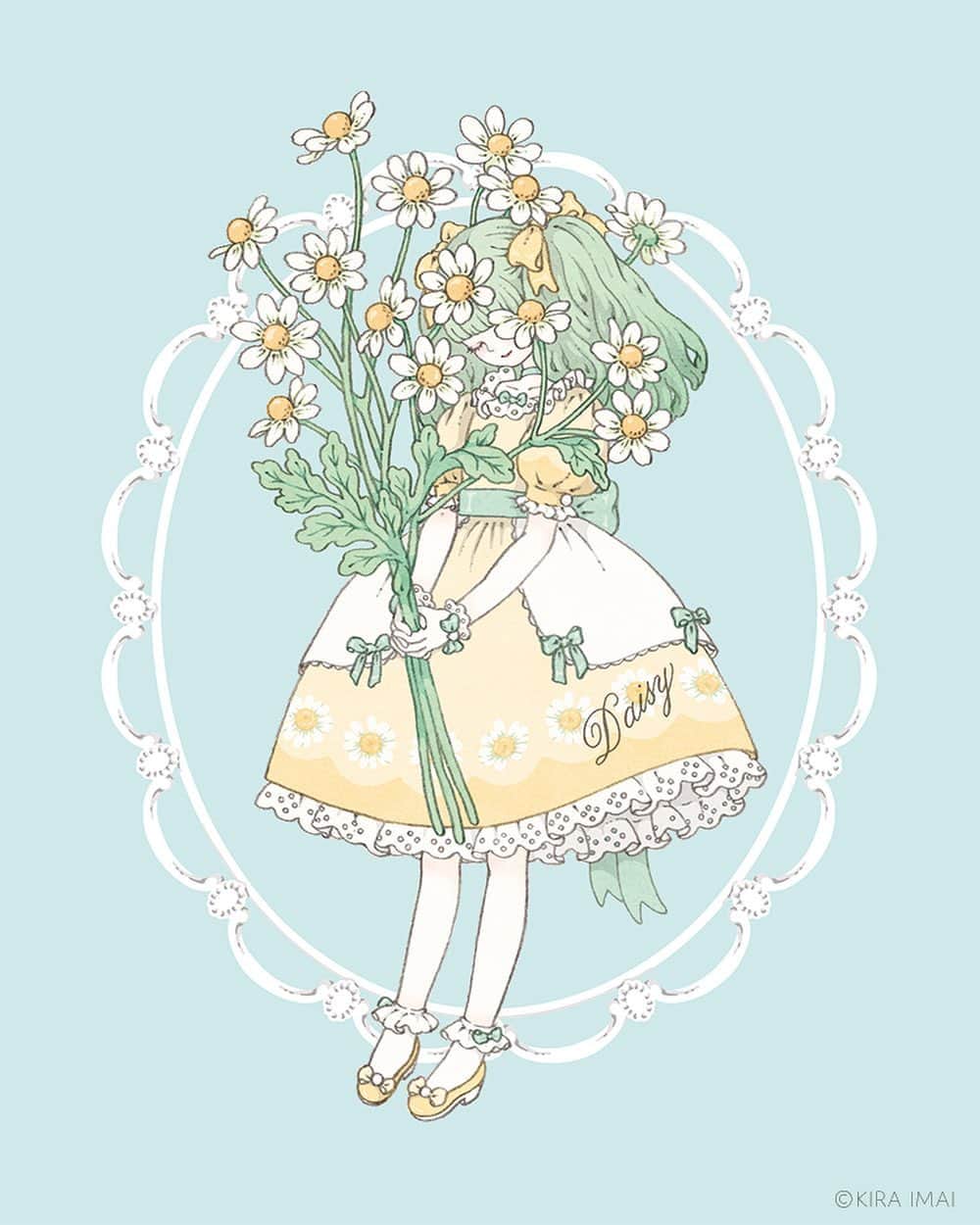 今井キラのインスタグラム：「ℒ𝒾𝓉𝓉𝓁𝑒 𝒷𝑜𝓊𝓆𝓊𝑒𝓉﻿ 𝒟𝒶𝒾𝓈𝓎 ﻿ 💐﻿ ﻿ 💐﻿ ﻿ 💐﻿ ﻿ #daisy #デイジー #🌼 #flower #花 #kiraimai #イラスト #sweetlolita #ロリータ #illustrator #イラストレーター #lolitafashion #💐」