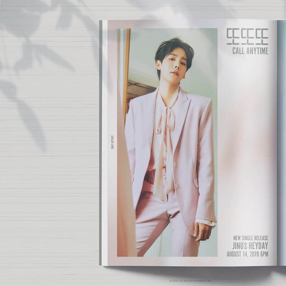 ウン・ジウォンのインスタグラム：「#JINU #김진우 #WINNER #위너 #또또또 #CALL_ANYTIME #JINU_HEYDAY #TITLEPOSTER_VER1 #NEWSINGLE #20190814 #YG 아주 치명적이야」