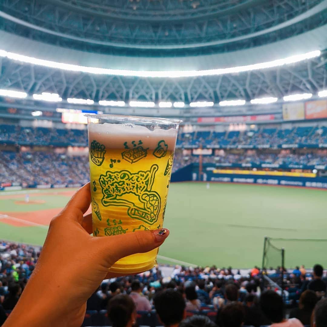 のインスタグラム：「家族で野球観戦@京セラドーム❤️ #京セラドーム　#野球観戦  #オリックスバファローズ #ビールで乾杯 #夏休み　#子連れお出かけ」