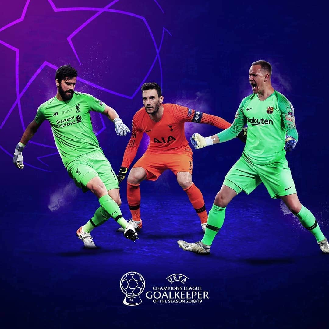 UEFAチャンピオンズリーグさんのインスタグラム写真 - (UEFAチャンピオンズリーグInstagram)「🧤 NOMINEES: 2018/19 #UCL Goalkeeper of the Season 🧤⁣⁣ ⁣⁣ ⭐️ @alissonbecker⁣⁣ ⭐️ Hugo Lloris ⁣⁣ ⭐️ @mterstegen1⁣ ⁣⁣ ⁣ 🗓️ #UEFAawards winners announced at the #UCLdraw, 29 August 🏆」8月8日 21時31分 - championsleague