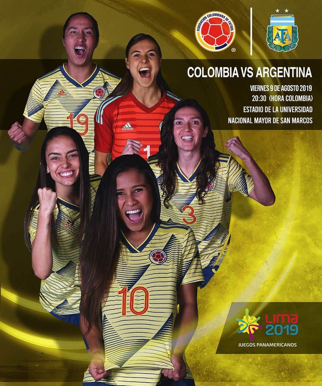 サッカー コロンビア代表チームのインスタグラム：「Estamos a 90 minutos de hacer historia. Mañana nuestra Selección Colombia Femenina de Mayores irá en busca de la medalla dorada en los @lima2019juegos. ¡VAMOS GUERRERAS! 🥇👊🏼💥 🇨🇴 vs. 🇦🇷 #CorazónDeGuerreras #JuegosPanamericanos #VamosColombia」