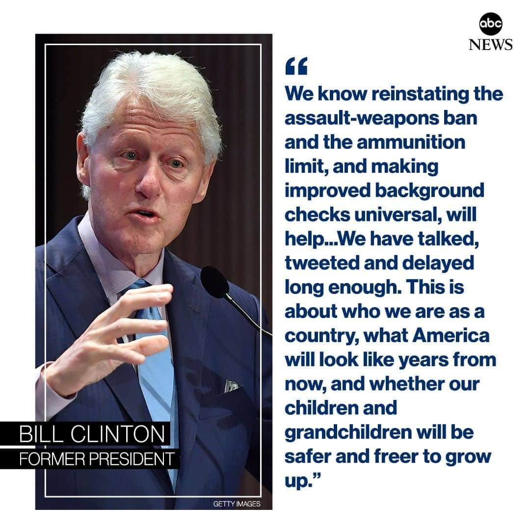 ABC Newsさんのインスタグラム写真 - (ABC NewsInstagram)「Former Pres. Bill Clinton calls for reinstatement of assault weapons ban following spree of mass shootings: "We have talked, tweeted and delayed long enough." #billclinton #donaldtrump #guns #gunreform #elpaso #dayton」8月9日 1時34分 - abcnews