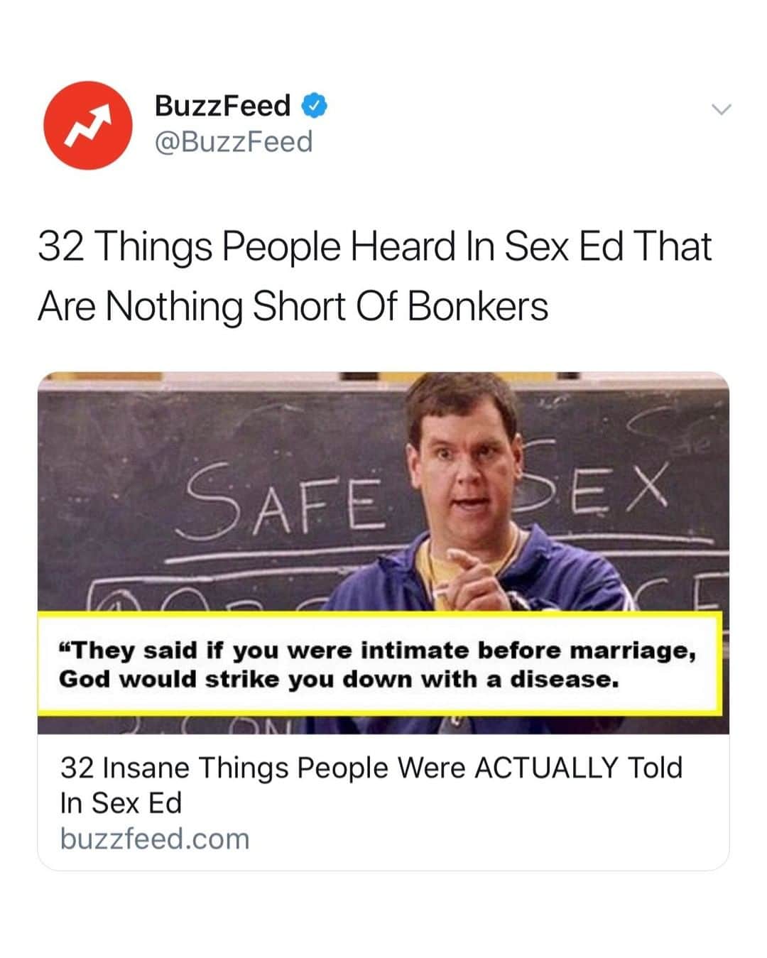 BuzzFeedさんのインスタグラム写真 - (BuzzFeedInstagram)「What's the craziest thing you heard in Sex Ed? This is what our community had to say 👉 Link in bio 😬」8月9日 2時01分 - buzzfeed