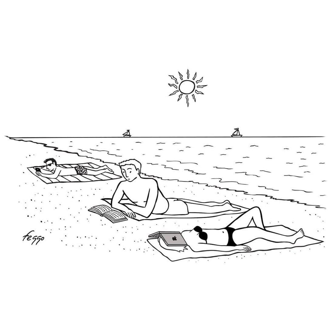 The New Yorkerさんのインスタグラム写真 - (The New YorkerInstagram)「Unplugging at the beach. #TNYcartoons」8月9日 3時36分 - newyorkermag