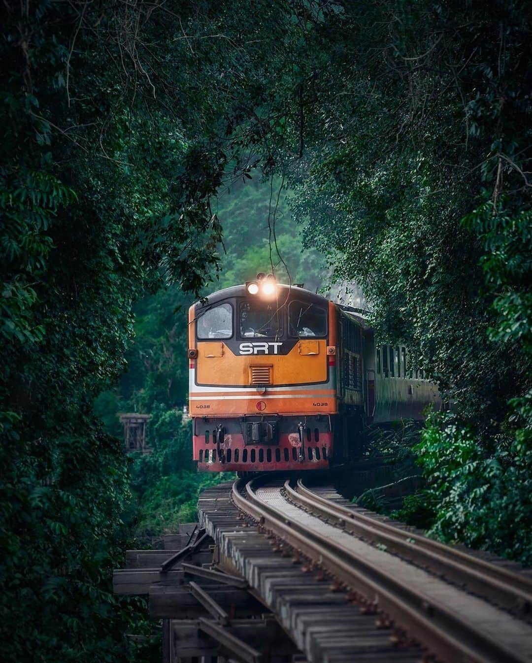 Discover Earthさんのインスタグラム写真 - (Discover EarthInstagram)「Trains in the jungle of Kanchanburi in Thailand. Is Thailand in your bucketlist? Tag the person you would want to go there with! 🇹🇭 — 📍#DiscoverThailand — 📸 Photo by @blowithand」8月9日 3時57分 - discoverearth