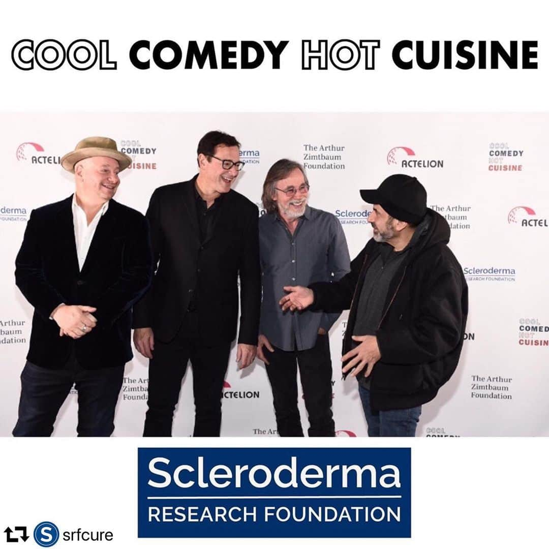 ボブ・サゲットさんのインスタグラム写真 - (ボブ・サゲットInstagram)「Repost @srfcure・・・ #TBT  Cool Comedy-Hot Cuisine is returning to New York City in December!  Stay tuned for the date and line-up!  Okay... It’s December 10th @carolinesonbway !!! Pictured here (left to right), Jeff Ross, SRF Board Member and always-the-host of CCHC Bob Saget, Jackson Browne, and Dave Attell at CCHC in NYC in December, 2018. Others who took the stage that evening were: Andy Cohen, Michael Che, and John Oliver. That night the SRF raised over $1 million for scleroderma research. We are immensely grateful to our own Bob Saget and his friends for their generosity and help in raising critical research dollars.  #srfcure #sclerodermaresearch #CCHC #coolcomedyhotcuisine #ResearchistheKey #CollaborationisEssential」8月9日 4時56分 - bobsaget