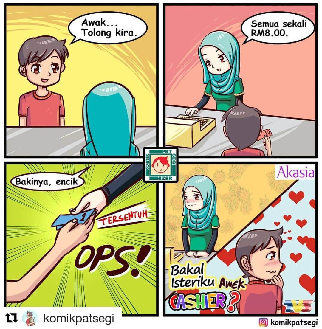 Koleksi Komik Malaysiaさんのインスタグラム写真 - (Koleksi Komik MalaysiaInstagram)「#Repost @komikpatsegi with @get_repost ・・・ Selalu jugak la terjadi macam ni kat aku bila nak bayar kat kaunter lepas makan atau beli barang. Tambah2 lagi bila cashier dia seorang "awek". 😎  #komikmalaysia #komik #kartunmalaysia #mememalaysia #gengkomik #doodlemalaysia #komikstrip #malaysianart #komikm #ilustrasi #komikpendek #KomikPatSegi #komikindo #komikinajah」8月9日 14時06分 - tokkmungg_exclusive