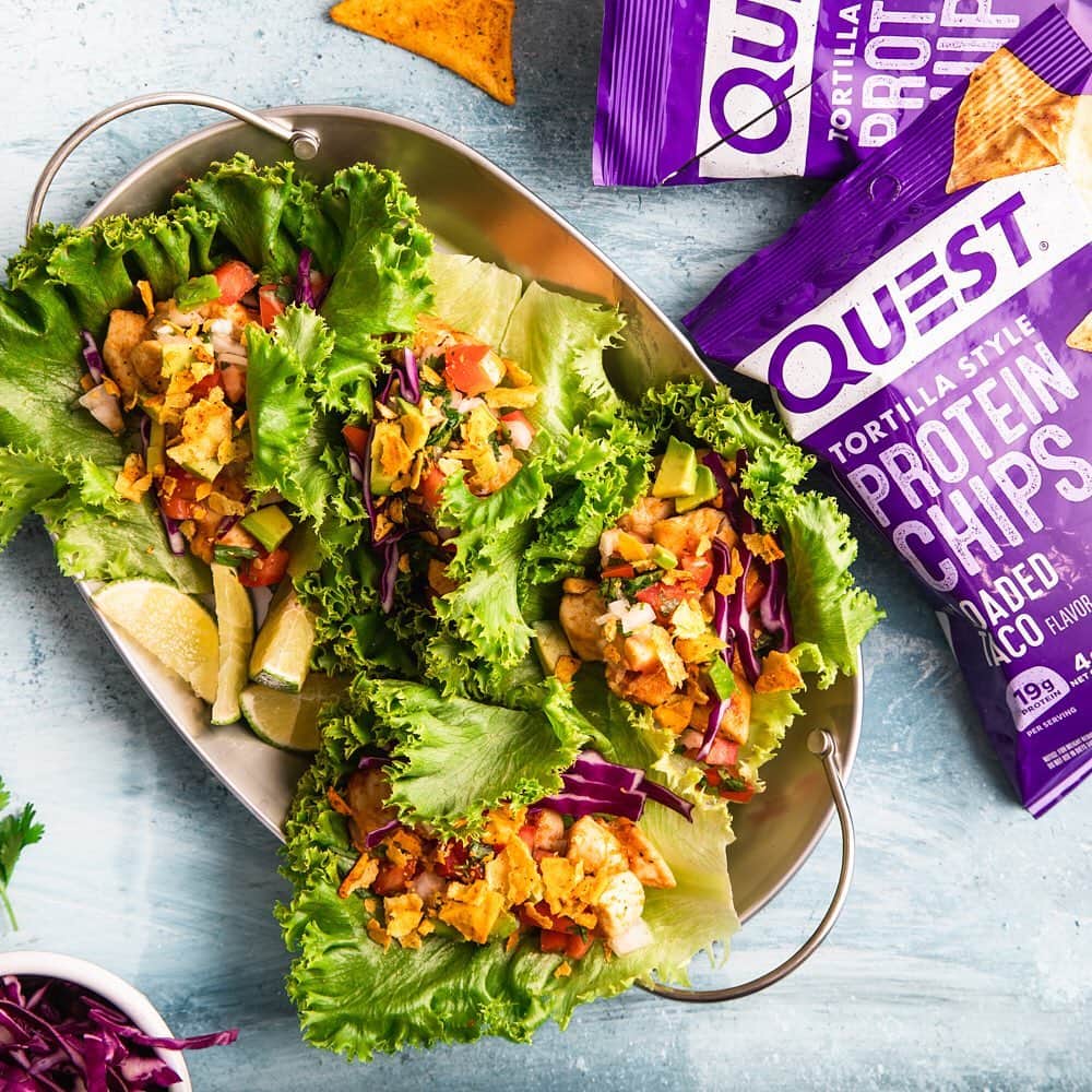 のインスタグラム：「🌮🥬 Loaded Taco Lettuce Wraps 🥬 🌮 • 👉 FULL RECIPE LINK IN BIO (swipe left to 2nd card) 👈 • Per serving: 15g protein, 11g carbs, 16g fat (5g net carbs) #OnaQuest #Questify」