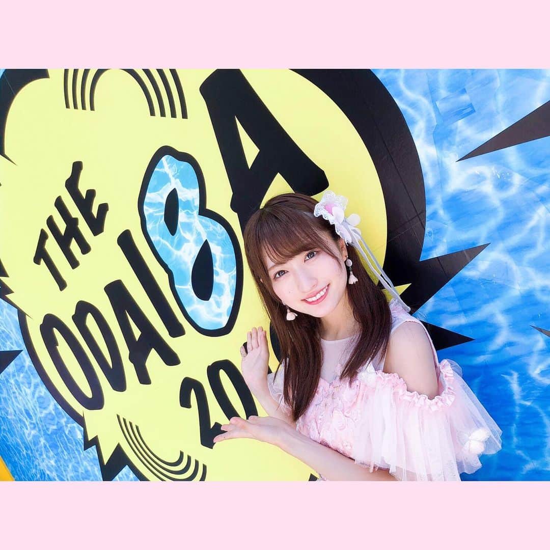 小桃音まいのインスタグラム：「お台場フジテレビ前マイナビステージ. THE ODAIBA 2019. . ユニットとソロで2日間出演させてもらいました❤︎. 野外でいっぱい汗かいて楽しかった！. . . #小桃音まい #桃色革命 #アイドル #お台場 #theodaiba2019 #フジテレビ #フジテレビアナウンサー #井上清華 さん #永尾亜子 さん #女子アナ #カラオケバトル #野外ライブ #夏 #summer #マイナビステージ #followｍe #衣装 #pink #white #tif4日目 #tif5日目」
