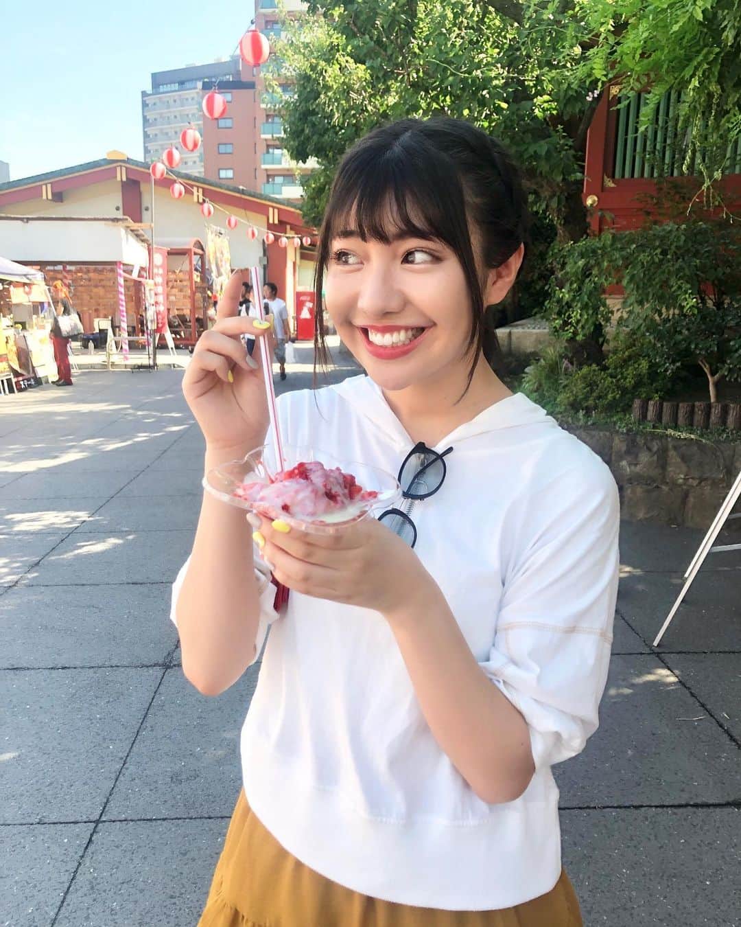 のインスタグラム：「思わぬところに屋台が たくさんあってお祭り気分を味わえました けずりいちご美味しかった〜！」