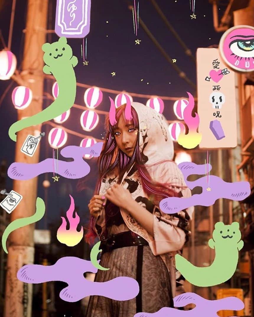 のインスタグラム：「お盆休みスタート〜🌠✨みんな何するの？ It’s time for Obon~🌠✨ . . Photo: @blvvelvet  Art: @hizgi . . #rinrindoll #rinrinmodel #blvvelvet #hizgi #お盆 #お盆休み #obon #obonfestival #お盆祭り #shibuya #渋谷 #ファッション #旅行 #夏 #おしゃれ #コーデ #撮影 #モデル #今日のコーデ #japanesefashion #tokyofashion #harajukufashion #japan #tokyo #summer #summerinjapan #summerfestival #japantrip #tokyostreet」
