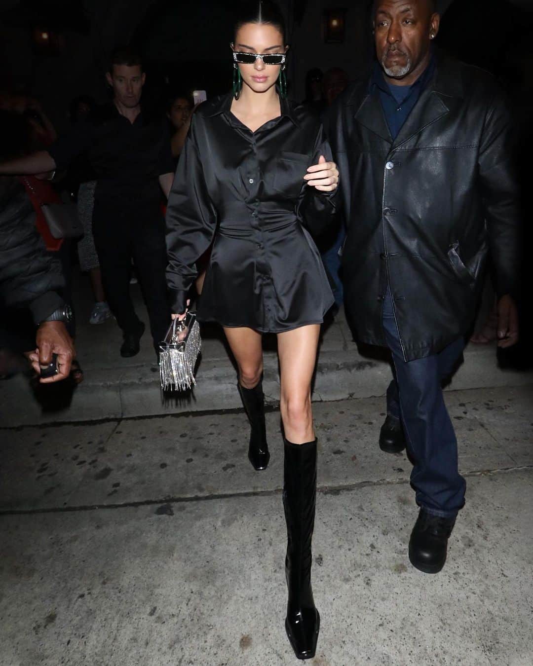 アレキサンダー・ワンのインスタグラム：「Me walking into the party three hours late. - @kendalljenner wears the new #Collection2 Mascha knee high boot, now available.」