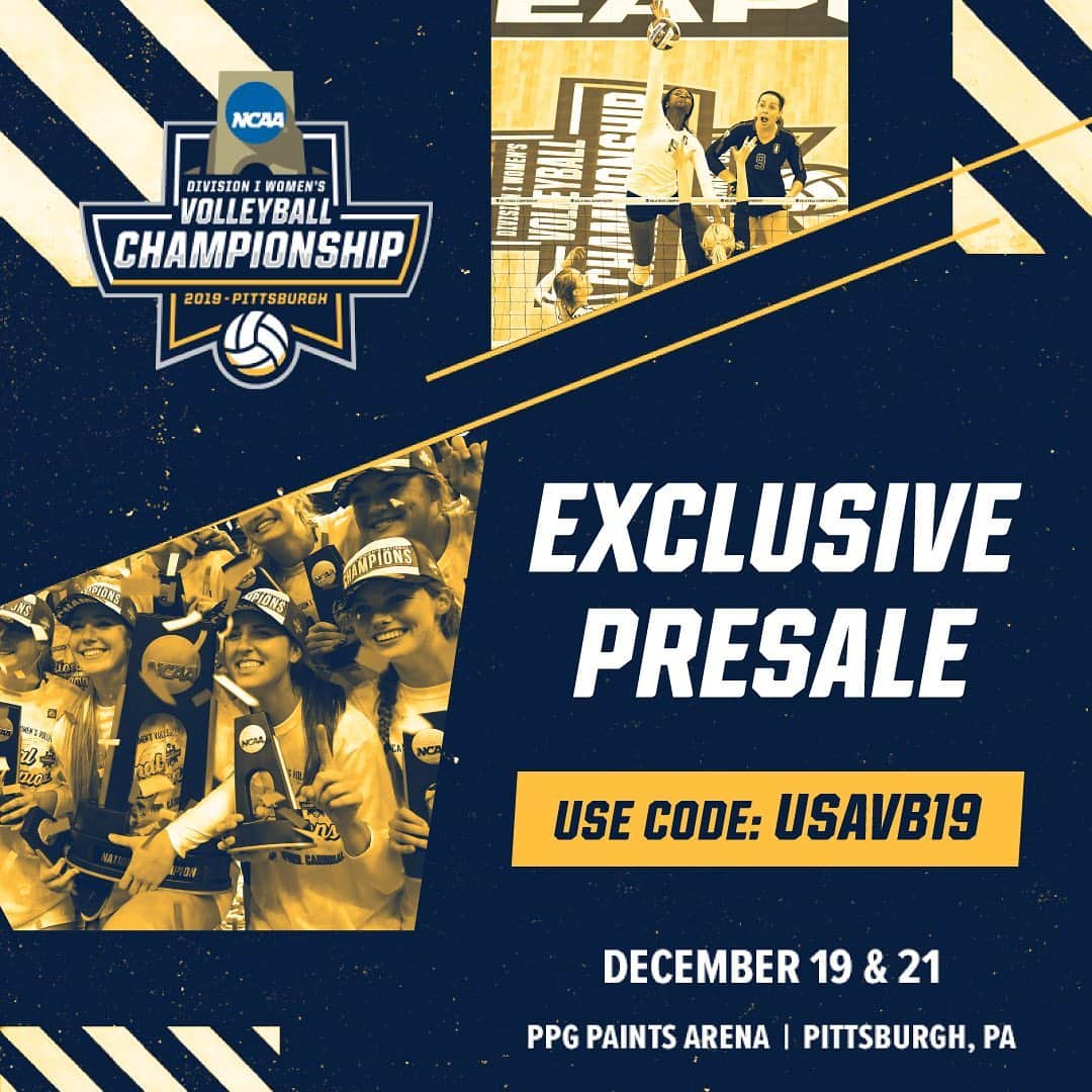 USA Volleyballさんのインスタグラム写真 - (USA VolleyballInstagram)「Don’t miss out on this exclusive presale for the D1 NCAA Women’s Volleyball Championship in Pittsburgh! Use promo code USAVB19 to save your seats today! - - - 🎟 www.ncaa.com/tickets/volleyball-women/d1」8月10日 4時13分 - usavolleyball