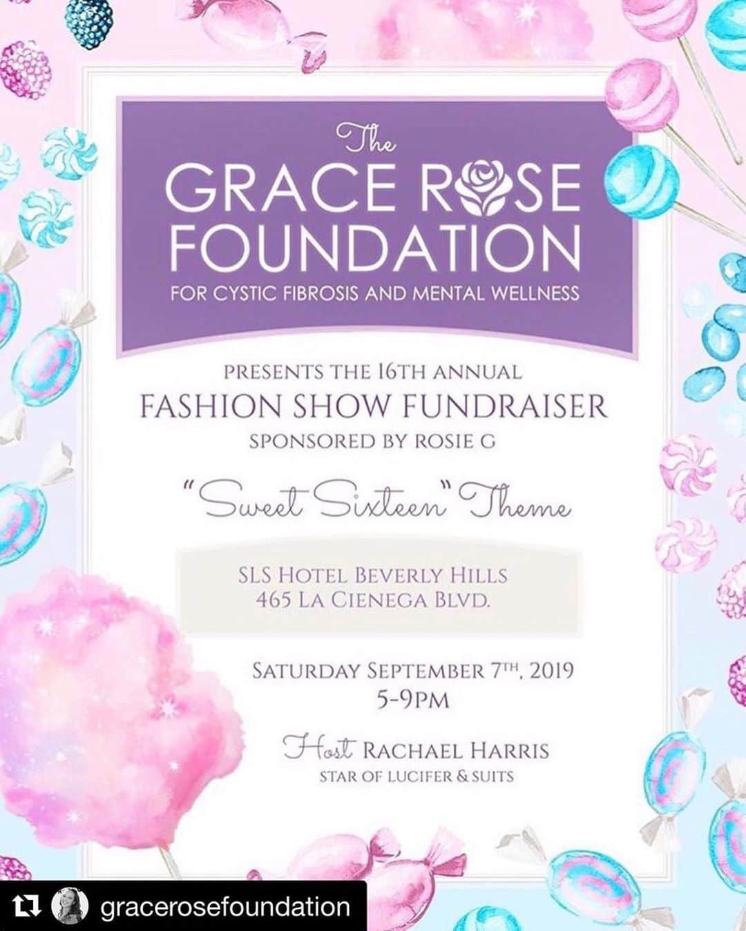 JR・ボーンのインスタグラム：「Looking forward to this and hope to see y’all there!! Come help us bring awareness to #cysticfibrosis  #Repost @gracerosefoundation ・・・ Official (front of the) flyer for this years 16th annual Fashion Show Fundraiser! Ticket link in bio! 🗓September 7, 2019 ⏰5pm - 9pm 📍SLS Beverly Hills - - - #gr4cf #fashionshow #fundraiser #sweet16 #RosieG #cureCF #instyle #cysticfibrosis #cfawareness」