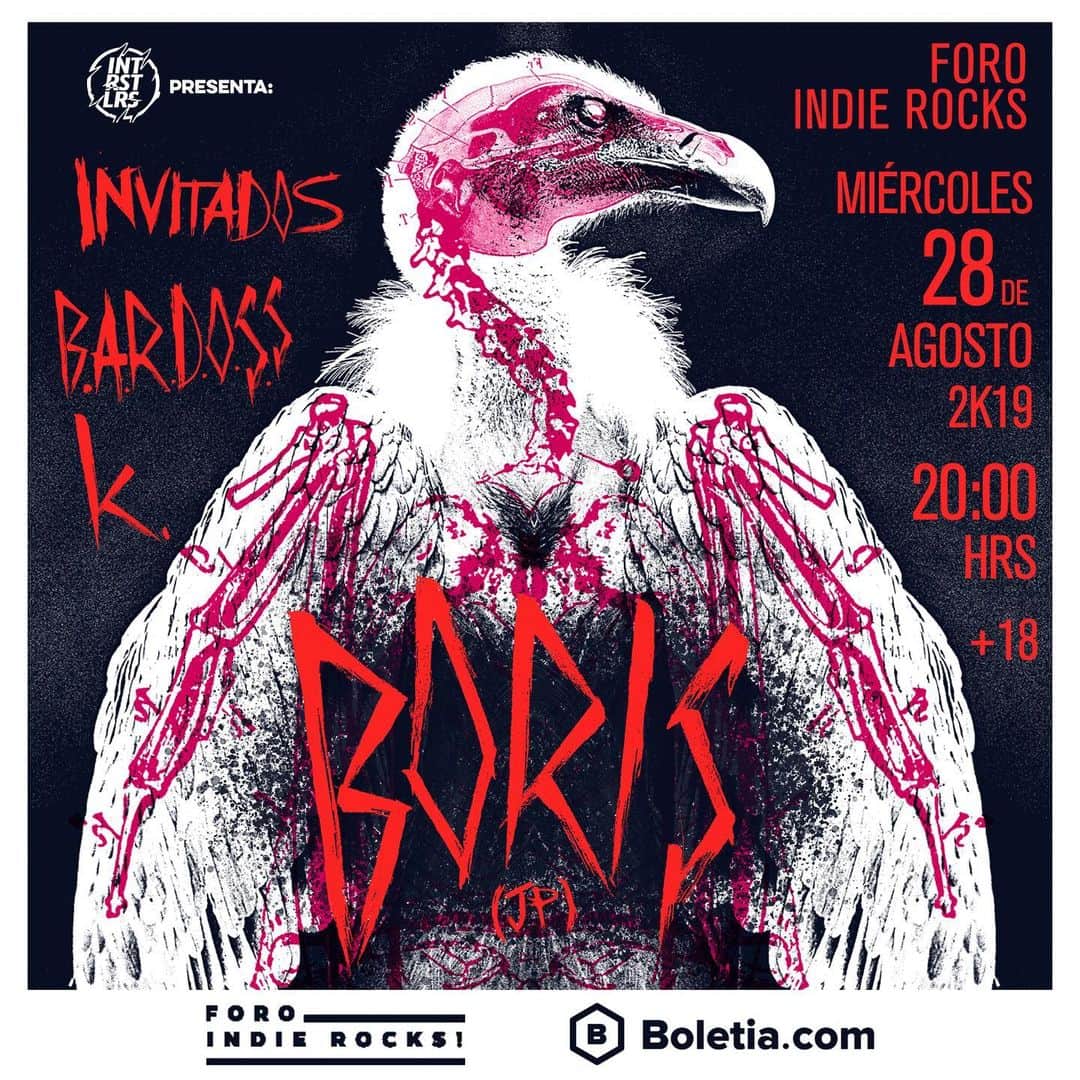 BORISさんのインスタグラム写真 - (BORISInstagram)「Hey Mexico City! We are so excited to come back!  Aug 28th at @foroindierocks  Tickets available here: https://boris-cdmx.boletia.com (link in bio)」8月10日 6時40分 - borisdronevil