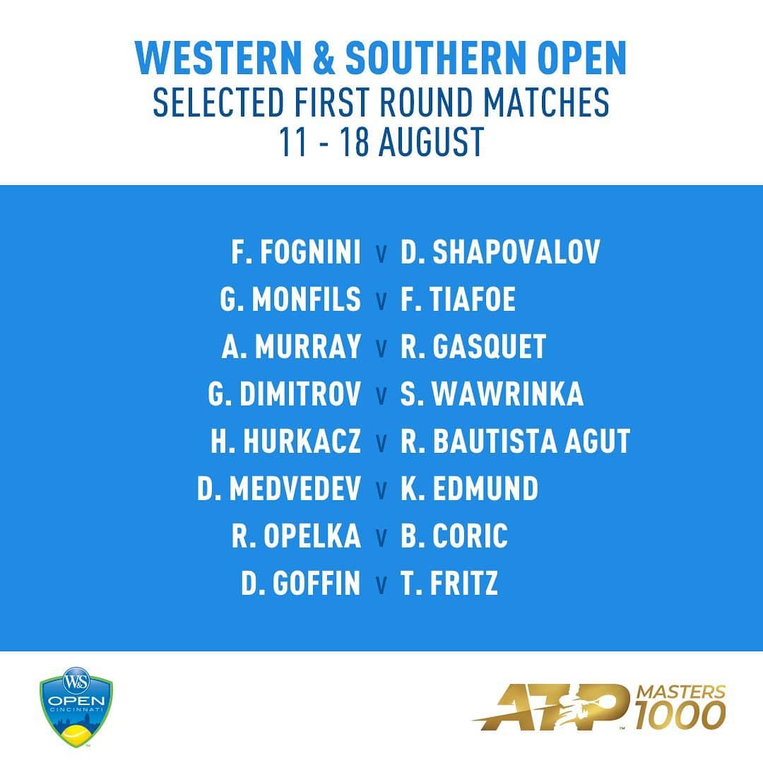 ATP World Tourさんのインスタグラム写真 - (ATP World TourInstagram)「Some of the first round matches to look forward to at @cincytennis 👊 Who’s your pick at the tournament? 🤔」8月10日 10時25分 - atptour