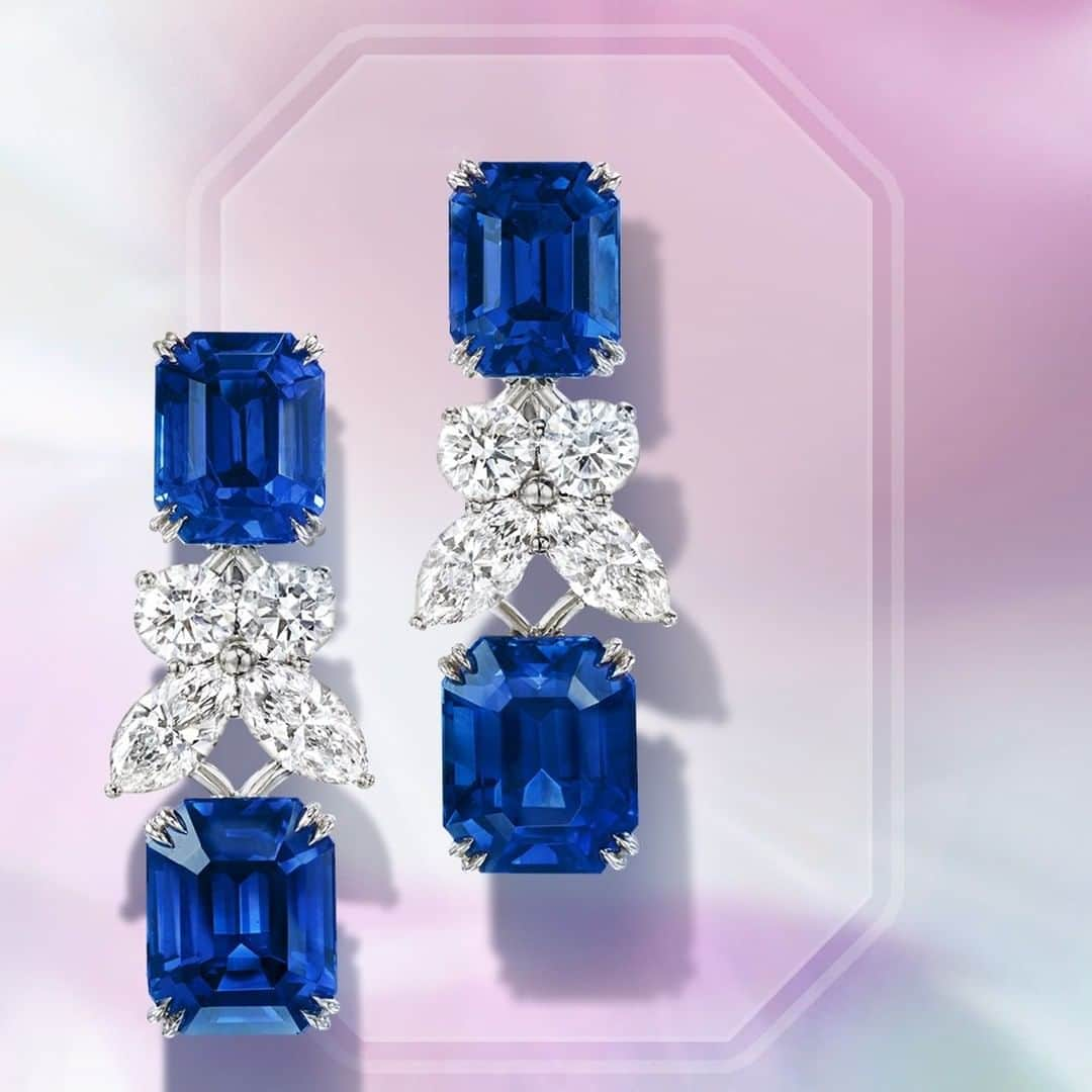 ハリー・ウィンストンさんのインスタグラム写真 - (ハリー・ウィンストンInstagram)「Rich-hued reflections. The splendor of vivid blue sapphires comes to life in this vibrant pair of earrings from #HarryWinston.」7月17日 19時31分 - harrywinston