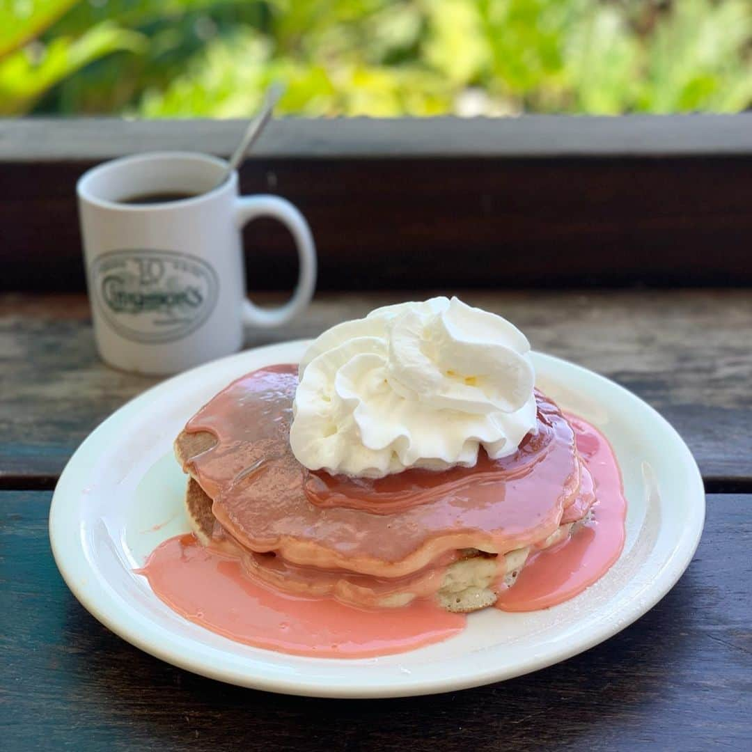 吉田美紀さんのインスタグラム写真 - (吉田美紀Instagram)「・ ・ そういえば… まだパンケーキ🥞食べていなかった！と ヘアサロン後に食べたシナモンズの グアバパンケーキ。 ・ 重たそうに見えて意外と軽いこのパンケーキ。 ・ きっと食べきれないだろうからとオーダーしたけれど 綺麗に完食した自分の胃袋にもビックリでした😂 ・ 眺めもよくてお気に入りスポットのひとつ♡ ・ #hawaii #ilikaihotel #cinamons #pancake #guavapancakes #ハワイ #ハワイグルメ #ハワイステイ #イリカイホテル #シナモンズ #パンケーキ #グアバ #グアバパンケーキ」7月17日 11時32分 - miki__yoshida