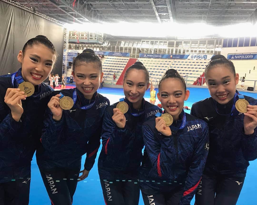 日本体操協会さんのインスタグラム写真 - (日本体操協会Instagram)「2019ユニバーシアード競技大会・新体操では3つの🥉メダルを獲得しました^^ 応援有難うございました!! >>> #ナポリユニバーシアード #新体操 #rhythmicgymnastics #柴山瑠莉子 #武庫川女子大学 #川田弥佑 #塚原青 #岸本美鈴 #圓山芽生 #山脇陽菜」7月17日 13時21分 - gymnasticsjapan