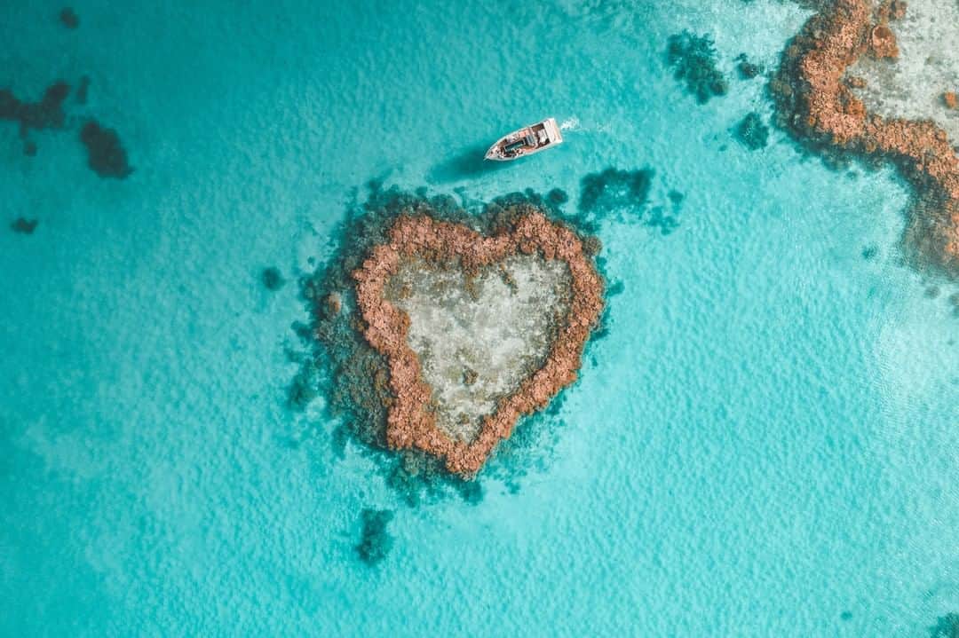 Australiaさんのインスタグラム写真 - (AustraliaInstagram)「From @whitsundaysqld, with love. 💙 @saltywings enjoyed @hamiltonisland’s newest experience, #HeartIsland, a pontoon situated right next to the iconic #HeartReef... Amazing, right? You can only get to this wind and solar-powered ‘island’ in the #GreatBarrierReef by helicopter with @hamiltonislandair, talk about real VIP treatment! Once landed, spend your time riding a glass-bottom boat, swimming, snorkelling, or simply relaxing on the deck with a drink in hand. Only six guests are allowed per visit so you can really enjoy this special slice of @queensland pretty much all to yourself.  #seeaustralia #thisisqueensland #lovewhitsundays #hamiltonisland #travel」7月18日 4時00分 - australia