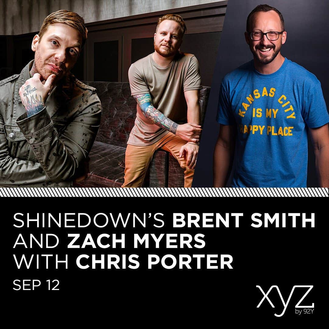 Shinedownさんのインスタグラム写真 - (ShinedownInstagram)「⚠️ATTN NYC ⚠️ Join @thebrentsmith & @zmyersofficial for a unique *one-night-only* event including a conversation with our friend and hilarious comedian @iamchrisporter at @92ndstreety on 9/12.  We will discuss #ATTENTIONATTENTION followed by an exclusive acoustic performance and audience Q&A!  Tickets on sale now 👉 http://bit.ly/2YXFYcD [+ link in bio]」7月18日 4時54分 - shinedown