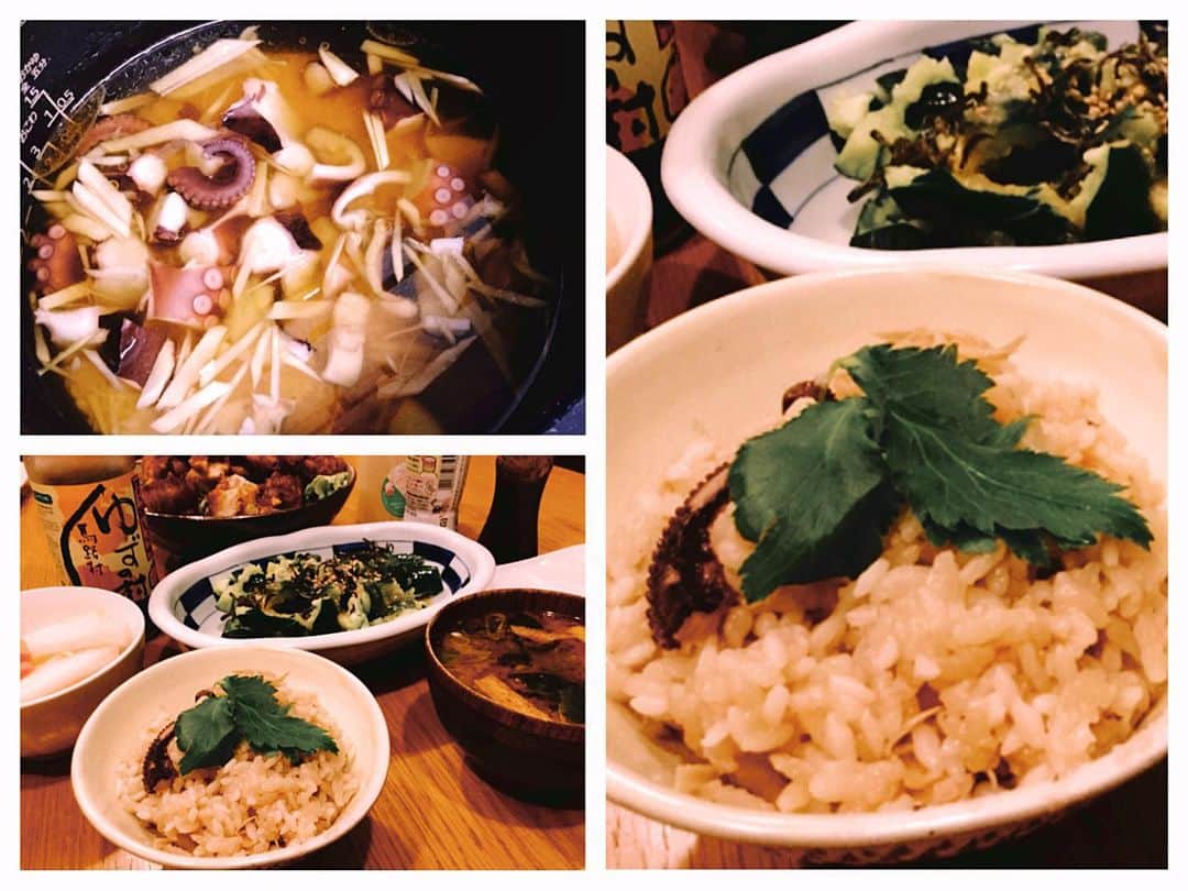 佐藤智美のインスタグラム：「タコ🐙料理シリーズ~その②~ タコ飯🐙🍚〜〜〜〜✨ シンプルisベスト‼️生姜とタコの塩味🧂の絶妙さ… #今日の晩御飯🍴  #タコ料理  #タコ飯 🐙 #タコ釣り」