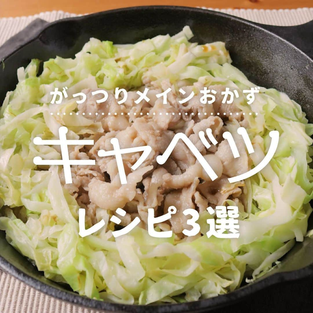 KURASHIRUさんのインスタグラム写真 - (KURASHIRUInstagram)「ごはんがもりもり進む🍚「キャベツ」レシピ3選👩🏻‍🍳﻿ ﻿ ①『キャベツが沢山食べれる豚バラポン酢ガーリック炒め』﻿ .﻿ 調理時間：20分﻿ 費用：400円程度﻿ .﻿ たっぷり刻んだキャベツとニンニクの風味が効いた豚バラスライス肉を、スキレットに乗せて焼きました。ポン酢の酸味とニンニクの香りでキャベツがどんどん食べられてしまいます。スキレットがない方はフライパンで焼いてもとても美味しいですよ。ぜひ作ってみてくださいね。﻿ .﻿ 【材料】 2人前﻿ 豚バラ肉（スライス） 　200g﻿ キャベツ 　250g﻿ すりおろしニンニク 　小さじ1﻿ ①酒 　大さじ1﻿ ①みりん 　大さじ1﻿ ポン酢 　大さじ2﻿ サラダ油 　大さじ1﻿ .﻿ 【手順】﻿ 1. キャベツは少し太めの千切りにします。﻿ 2. 豚バラ肉は食べやすい大きさに切ります。﻿ 3. 2をボウルに入れすりおろしニンニクを加え混ぜ合わせます。﻿ 4. スキレットを強火で熱しサラダ油を加え、キャベツを少し炒め縁に寄せ中心を空けます。﻿ 5. 4の空いた場所で豚肉を強火で炒め、①を加え豚肉にしっかりと火を通します。﻿ 6. ポン酢を回しかけたら出来上がりです。﻿ ————————————————————﻿ ②『コンソメ味のシンプルロールキャベツ』﻿ .﻿ 調理時間：40分﻿ 費用：600円程度﻿ .﻿ コンソメ味で、とてもシンプルなロールキャベツの作り方のご紹介です。じっくり煮込んでやわらかくなったキャベツと、お肉がとてもよく合い、おしいですよ。夜ご飯の一品にあたたかいロールキャベツはいかがでしょうか。﻿ .﻿ 【材料】 2人前﻿ 牛豚合びき肉 　300g﻿ キャベツ（計200g） 　4枚﻿ お湯（茹でる用） 　適量﻿ 玉ねぎ 　1/2個﻿ 水 　400ml﻿ .﻿ ----- 下味 -----﻿ 溶き卵 　1/2個分﻿ パン粉 　大さじ2﻿ 塩こしょう 　小さじ1/2﻿ ナツメグ 　小さじ1/4﻿ .﻿ ----- 調味料 -----﻿ ローリエ 　1枚﻿ 料理酒 　大さじ1﻿ コンソメ顆粒 　小さじ1﻿ しょうゆ 　小さじ1﻿ 砂糖 　小さじ1/2﻿ .﻿ 【手順】﻿ 1. キャベツは、たっぷりのお湯で、しんなりするまで1分程度ゆで、芯の部分を薄く切り取り粗熱を取ります。﻿ 2. 玉ねぎは、みじん切りにし、耐熱ボウルに入れラップをし、600Wの電子レンジで2分加熱します。﻿ 3. 別のボウルに、牛豚合びき肉を入れ粘り気がでるまでよくこねます。﻿ 4. 2、下味の材料を加え全体になじむようにしっかり混ぜ合わせ、4等分に丸めます。﻿ 5. 1に4をのせ巻きます。﻿ 6. 巻き終わりを下にし、鍋に入れて水と調味料の材料を入れ、中火にし、蓋をします。﻿ 7. 沸騰したら弱火にして10分煮込み、中まで火が通り、味が馴染んだら火から下ろします。器に盛りつけてできあがりです。﻿ ————————————————————﻿ ③『ごはんがすすむ！チキンとキャベツのガーリック炒め』﻿ .﻿ 調理時間：15分﻿ 費用：400円程度﻿ .﻿ 食べ応え抜群のチキンとキャベツのガーリック炒めのレシピのご紹介です。ニンニクと黒こしょうが効いているので、ご飯の進む味付けになっていますよ。シンプルな味付けで、さっと作れるのでおすすめです。ぜひ作ってみてくださいね。﻿ .﻿ 【材料】 2人前﻿ 鶏もも肉 　1枚﻿ キャベツ（200g） 　1/4個﻿ ①すりおろしニンニク 　小さじ1﻿ ①塩 　ふたつまみ﻿ 片栗粉 　大さじ2﻿ ②鶏ガラスープの素 　小さじ2﻿ ②黒こしょう 　ふたつまみ﻿ サラダ油 　大さじ1﻿ 黒こしょう（仕上げ用） 　適量﻿ .﻿ 【手順】﻿ 1. キャベツはざく切りにします。﻿ 2. 鶏もも肉は一口大に切ります。﻿ 3. ボウルに2と①を入れて揉み込み、片栗粉を加えて更に揉み込みます。﻿ 4. 中火で熱したフライパンにサラダ油をひき、3の皮目から焼きます。﻿ 5. 両面に焼き色が付いたら1を加え、蓋をして3中火のまま3分程蒸し焼きにします。﻿ 6. 鶏もも肉に火が通り、キャベツがしんなりとしてきたら、②を加えて中火のまま炒め合わせ、なじんだら火から下ろします。﻿ 7. お皿に盛り付け、仕上げ用の黒こしょうを散らして完成です。﻿ ————————————————————﻿ おいしくできたら #kurashiru で投稿お待ちしてます﻿ ————————————————————﻿ .﻿ #クラシル #kurashiru﻿ #料理 #グルメ #おうちごはん #手料理 #簡単レシピ﻿ #ごはん #手作りごはん #今日のごはん #キャベツ」7月17日 20時30分 - kurashiru