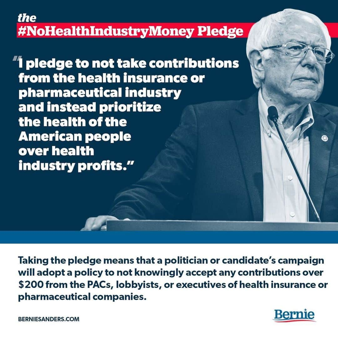 バーニー・サンダースさんのインスタグラム写真 - (バーニー・サンダースInstagram)「You can’t change a corrupt system by taking its money. If we are going to break the stranglehold of corporate interests over the health care needs of the American people, we have got to confront a Washington culture that has let this go on for far too long. That is why I am calling on every Democratic candidate in this election to join us in rejecting money from the insurance and drug industries. Candidates who are not willing to take that pledge should explain to the American people why those interests believe their campaigns are a good investment. #NoHealthIndustryMoney」7月17日 23時12分 - berniesanders