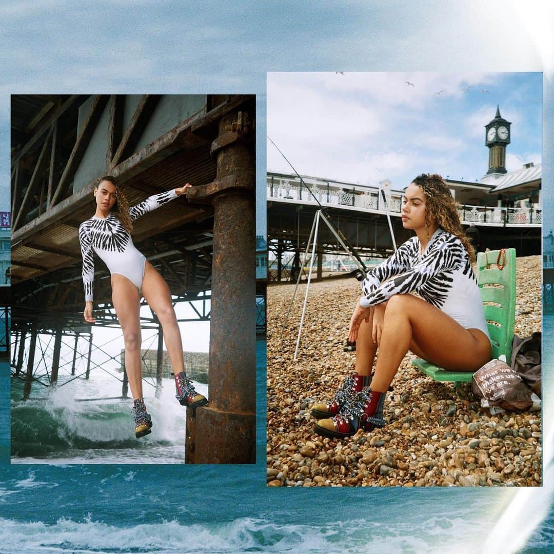のインスタグラム：「Waiting for the weekend like... @oceanlewis hanging out (literally) in Brighton wearing our #hohxspeedo Blue Tie Dye Long Sleeved Swimsuit. #houseofholland #speedo」