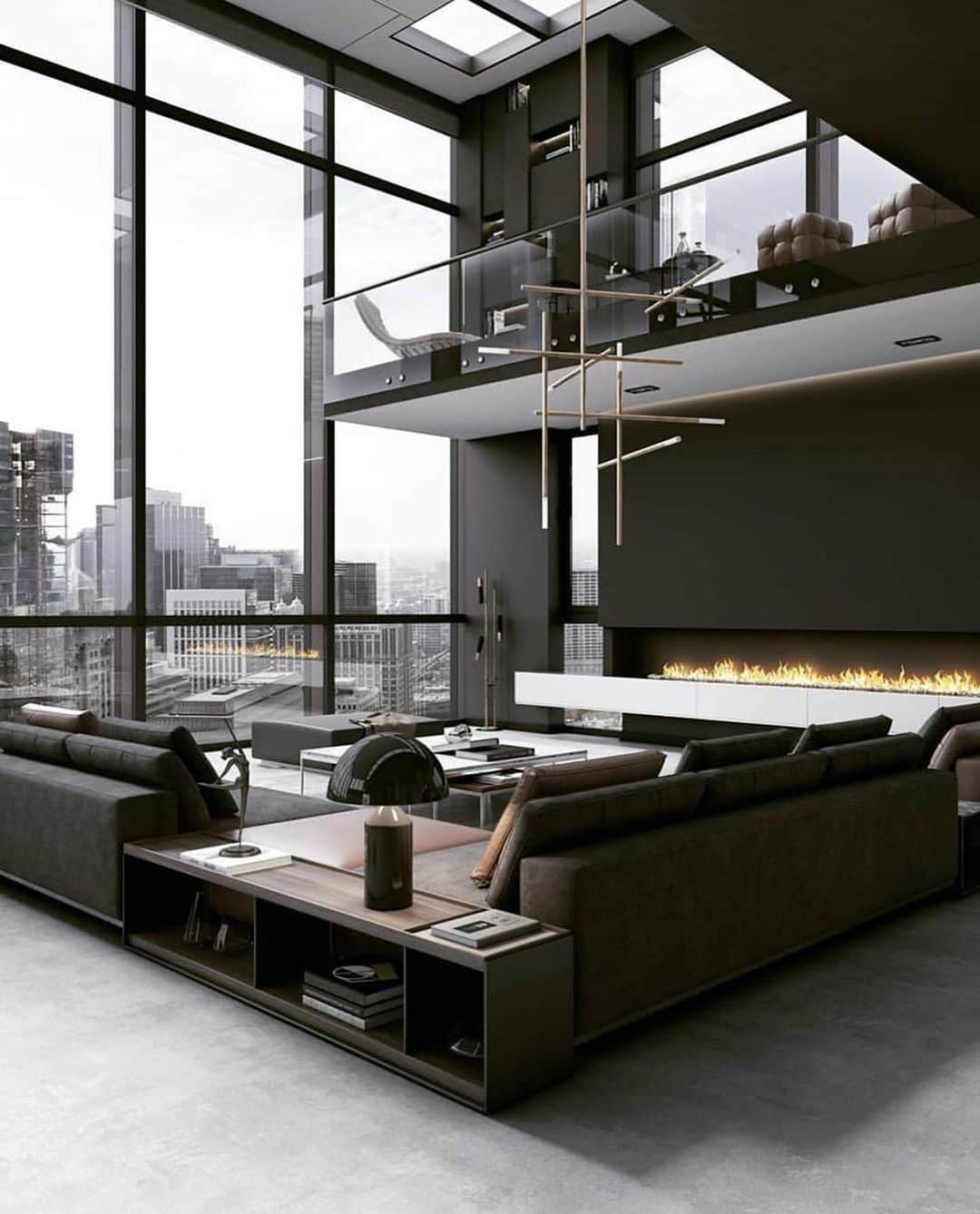 Inspirationさんのインスタグラム写真 - (InspirationInstagram)「rojeto em 3D incrível de apartamento com uma paleta de cores sóbria e com muitos materiais diferentes juntos: metal, couro, plástico, material, estuque. Cada detalhe faz toda a diferença na composição. #decorcriative #decoreinteriores. Follow @decoremais __________________ Design by Georgios Tataridis Located in Chicago, Illinois」7月18日 1時33分 - decorcriative