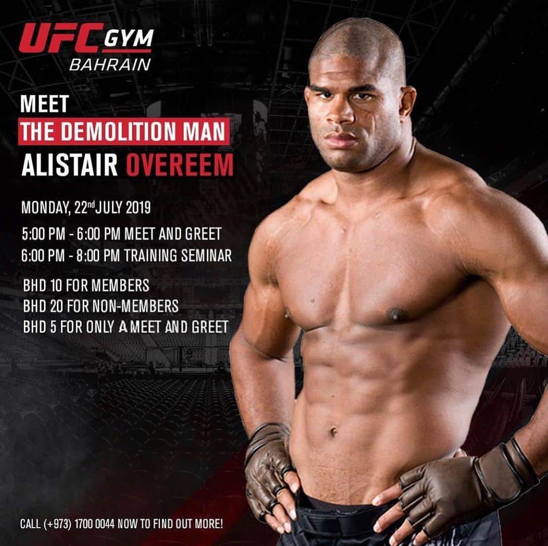 アリスター・オーフレイムさんのインスタグラム写真 - (アリスター・オーフレイムInstagram)「This Monday I will give a seminar at the UFC gym in #Bahrain @ufcgymbh See you there!」7月18日 14時29分 - alistairovereem